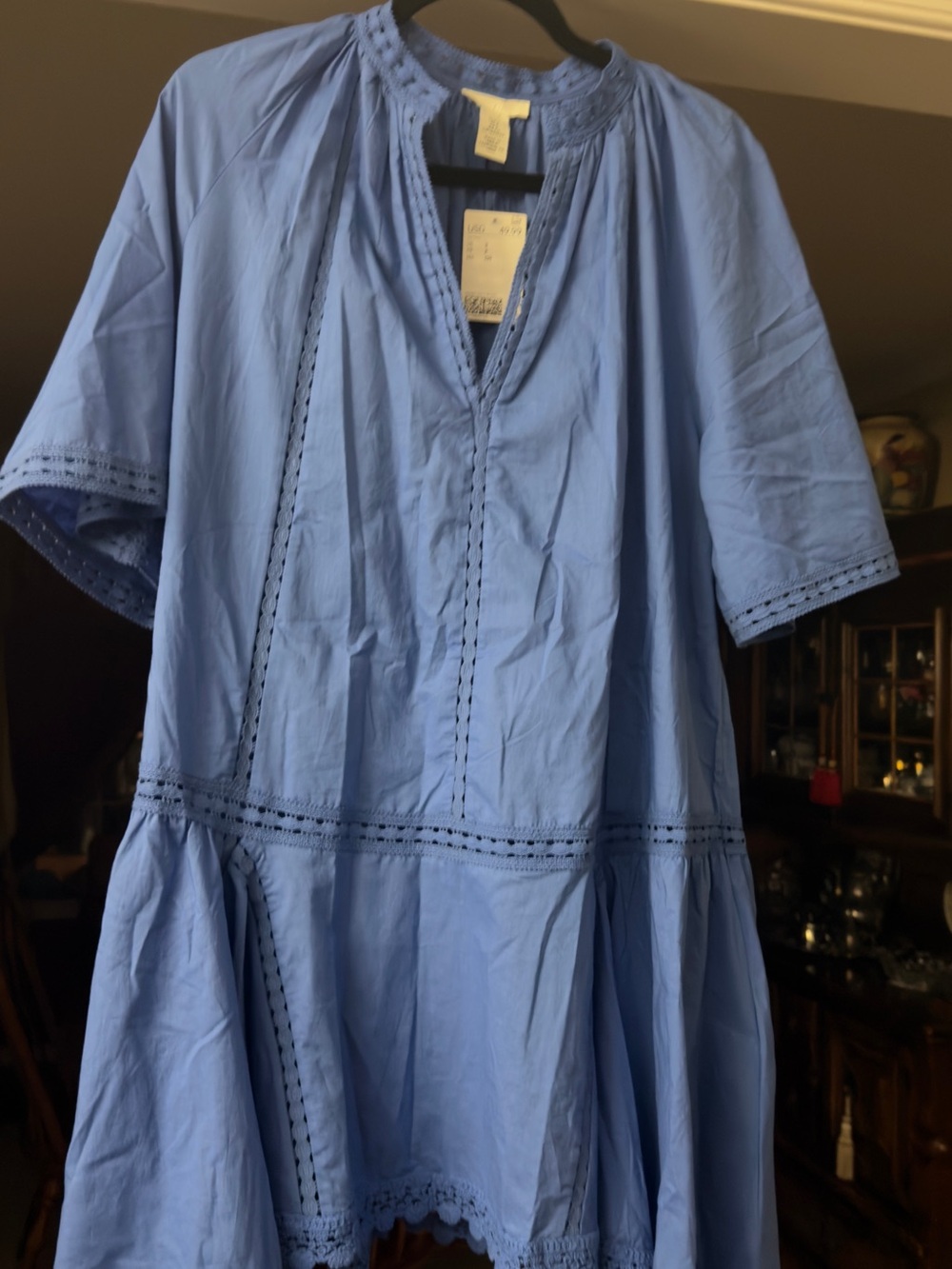 H&M Light Blue Cotton Eyelet over size Tunic Dress